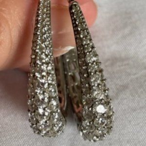 Sterling Silver 925 CZ Large Earrings